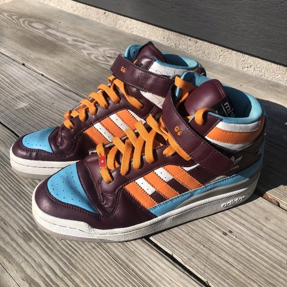 adidas Shoes - Adidas Mi Custom Forum Mid Size Womens 8.0 Medium Fit Wine Orange Sky Blue (G6)